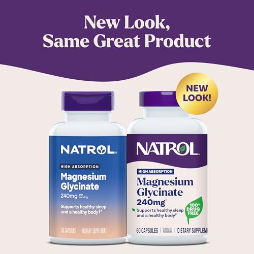  High Absorption Magnesium Glycinate Supplements 240 mg for Sleep - Natrol 60 Capsules
| Calm Magnesium Glycinate for Sl