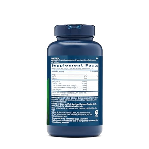  GNC Triple Strength Fish Oil Minis Omega 3 Supplement for Heart, Brain, Skin, Eye & Joint Support, 1000mg EPA and DHA, 