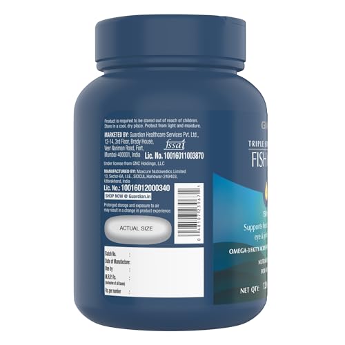 GNC Triple Strength Fish Oil Omega 3 Supplement for Heart, Brain, Skin, Eye and Joint Health, High Potency, 120 Softgel