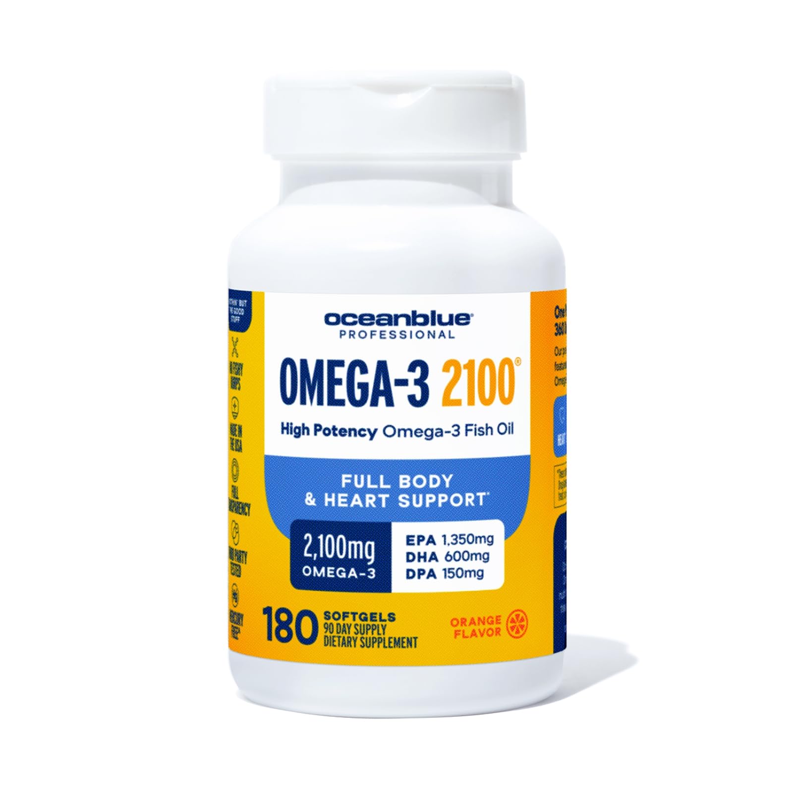 Oceanblue Professional Omega-3 2100 - High-Potency EPA, DHA, DPA Fish Oil Supplement for Heart Health - Wild-Caught - Or