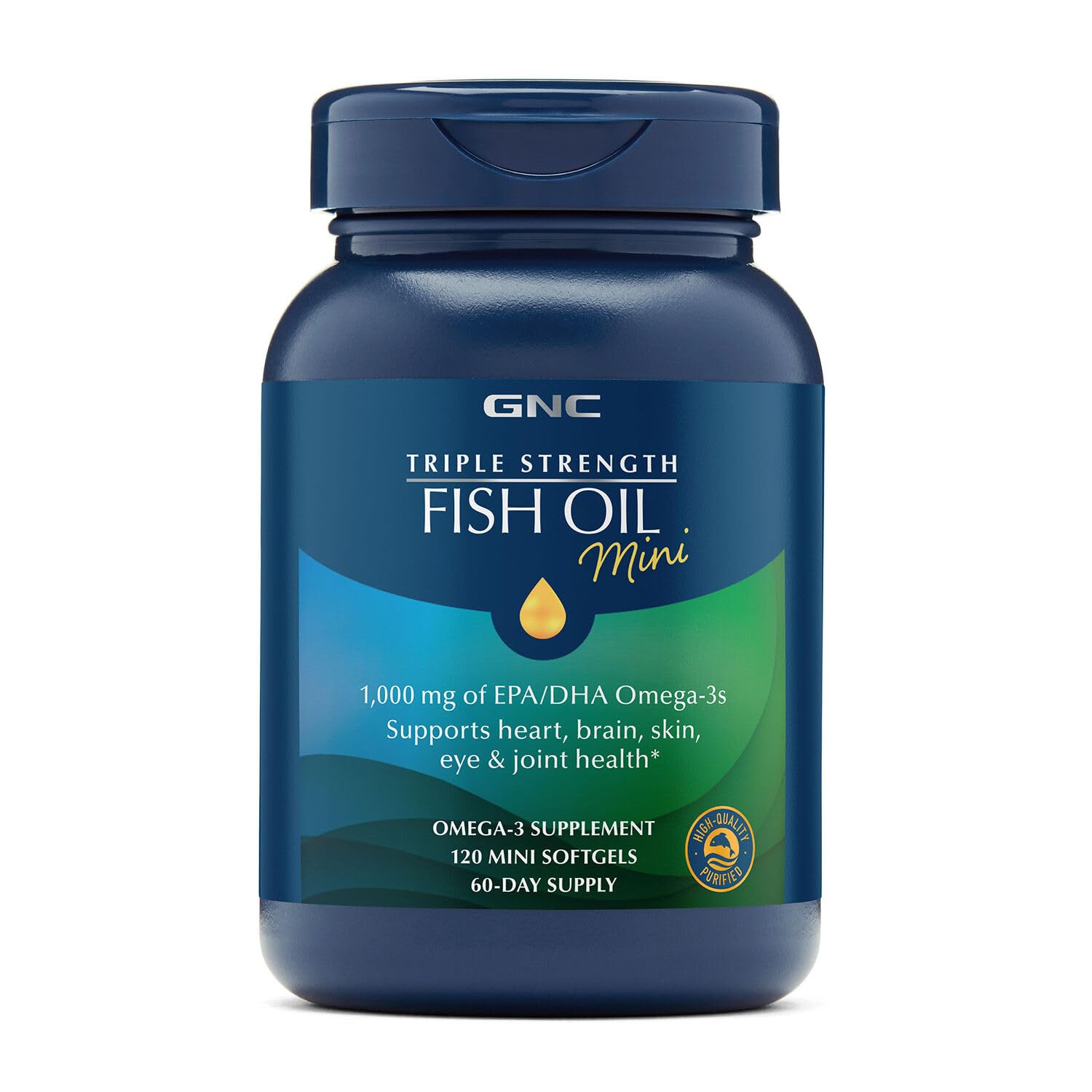  GNC Triple Strength Fish Oil Mini Omega 3 Supplement, 1000mg EPA and DHA for Heart, Brain, Skin, Eye and Joint Health, 