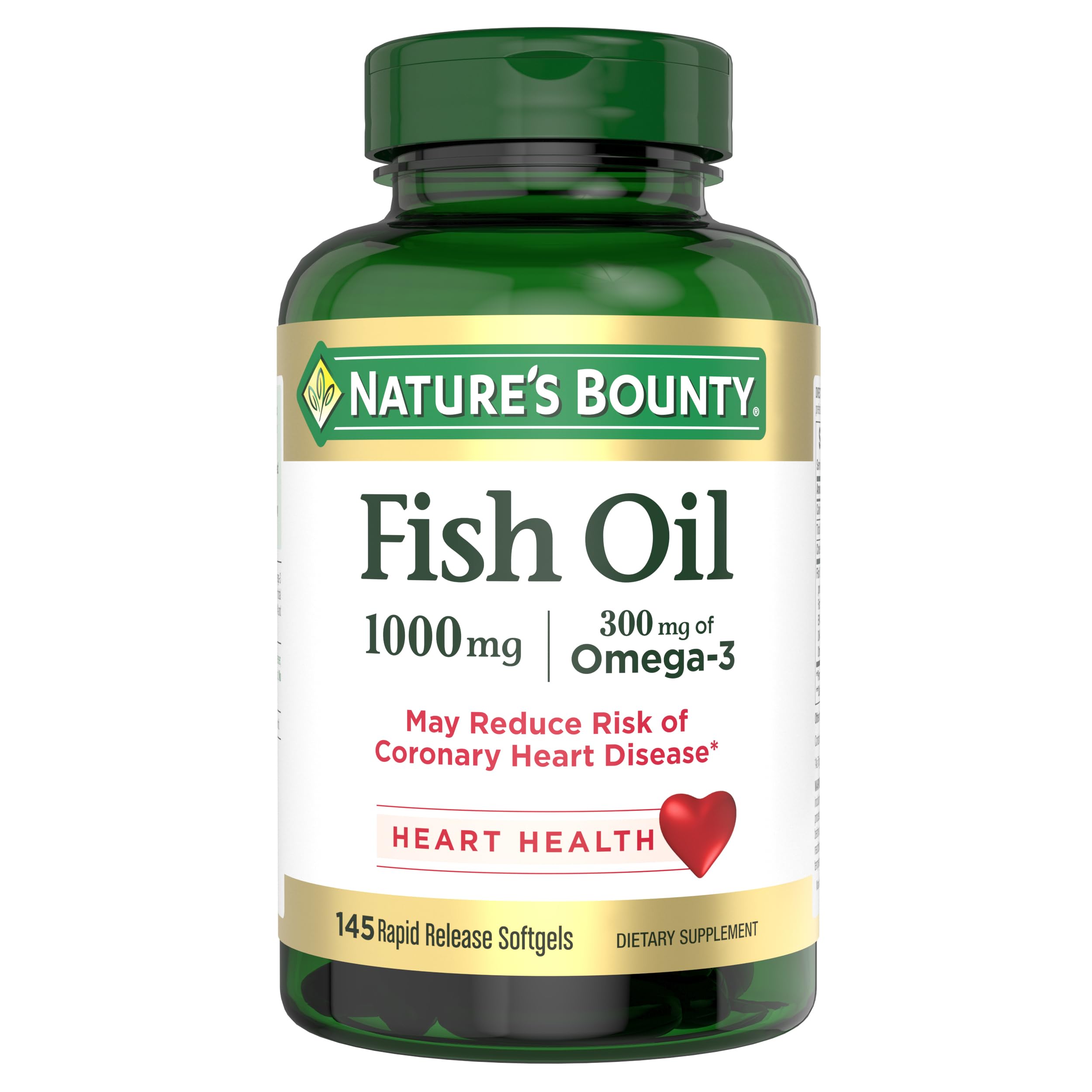  Nature's Bounty Fish Oil 300 mg Omega-3 for Heart Health, Joint Pain Relief, 145 Count
| Nature's Bounty Fish Oil 300 m