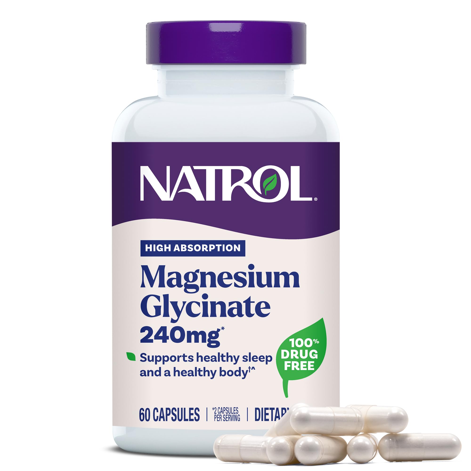  High Absorption Magnesium Glycinate Supplements 240 mg for Sleep - Natrol 60 Capsules
| Calm Magnesium Glycinate for Sl
