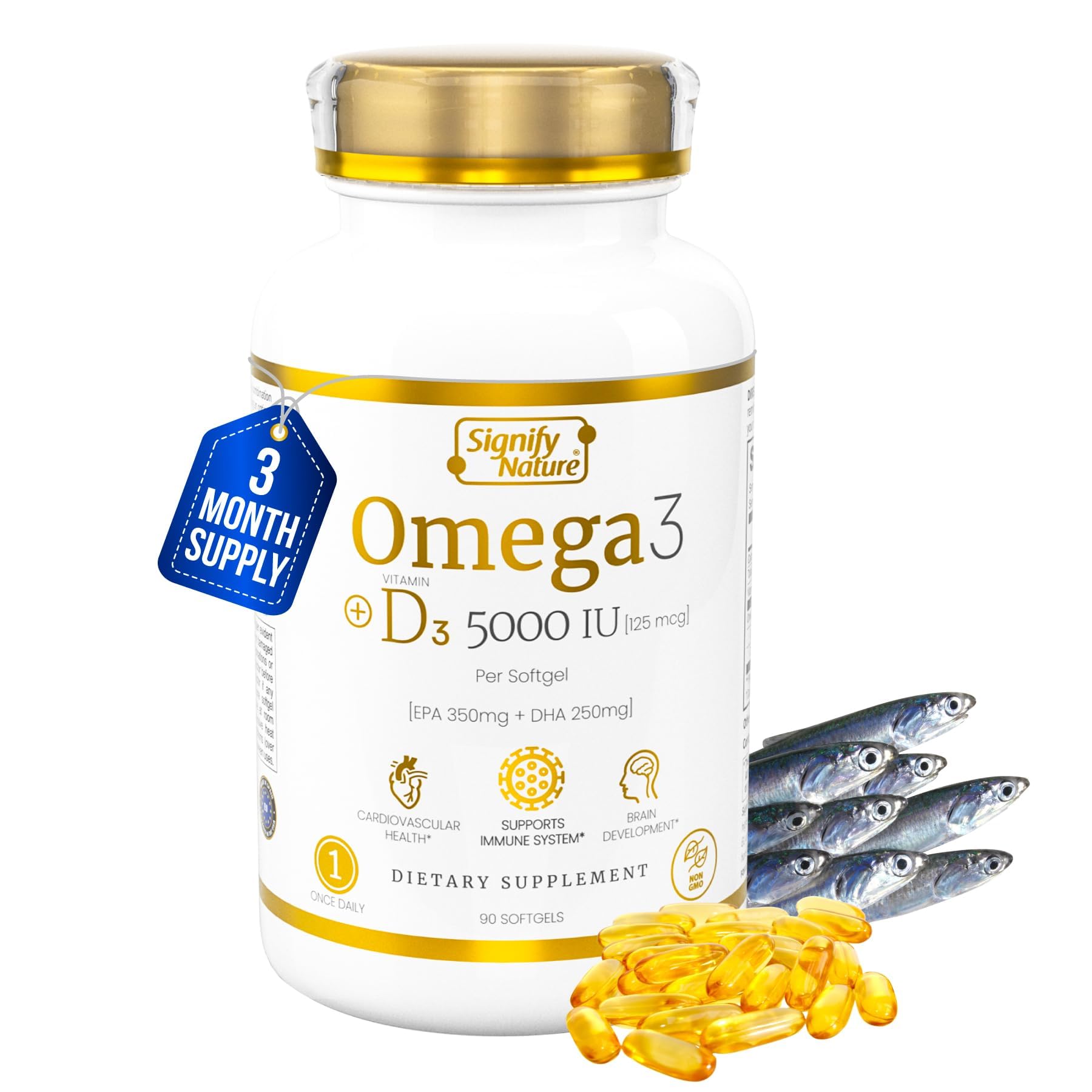  Signify Nature Omega 3 Fish Oil Supplement for Brain Health
| Signify Nature Omega3 EPA DHA + VIT D 3 Fish Oil Capsules